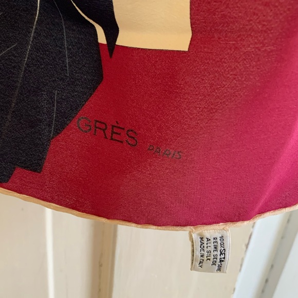 vintage GRÈS Paris abstract floral scarf 100% silk - Picture 1 of 10
